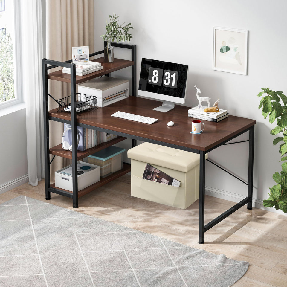 AmasSmile Storage Ottoman Folding Foot Rest Stool, Leather Footstool Bench, Short Ottoman Stool, Storage Foot Rest Store, Books (Black, 17" D x 13" W x 13" H)