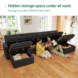 HONBAY Sectional Couch with Storage Seats, Modular Sectional Sofa with Storage Ottoman, U Shaped Sectional Couches for Living Room, Light Beige