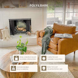 POLY & BARK Napa 72" Apartment Sofa – Italian-Tanned Full-Grain Pure-Aniline or Semi-Aniline Leather, Feather-Down Cushioning, Kiln-Dried Solid Wood Frame, Walnut Legs - Cognac Tan
