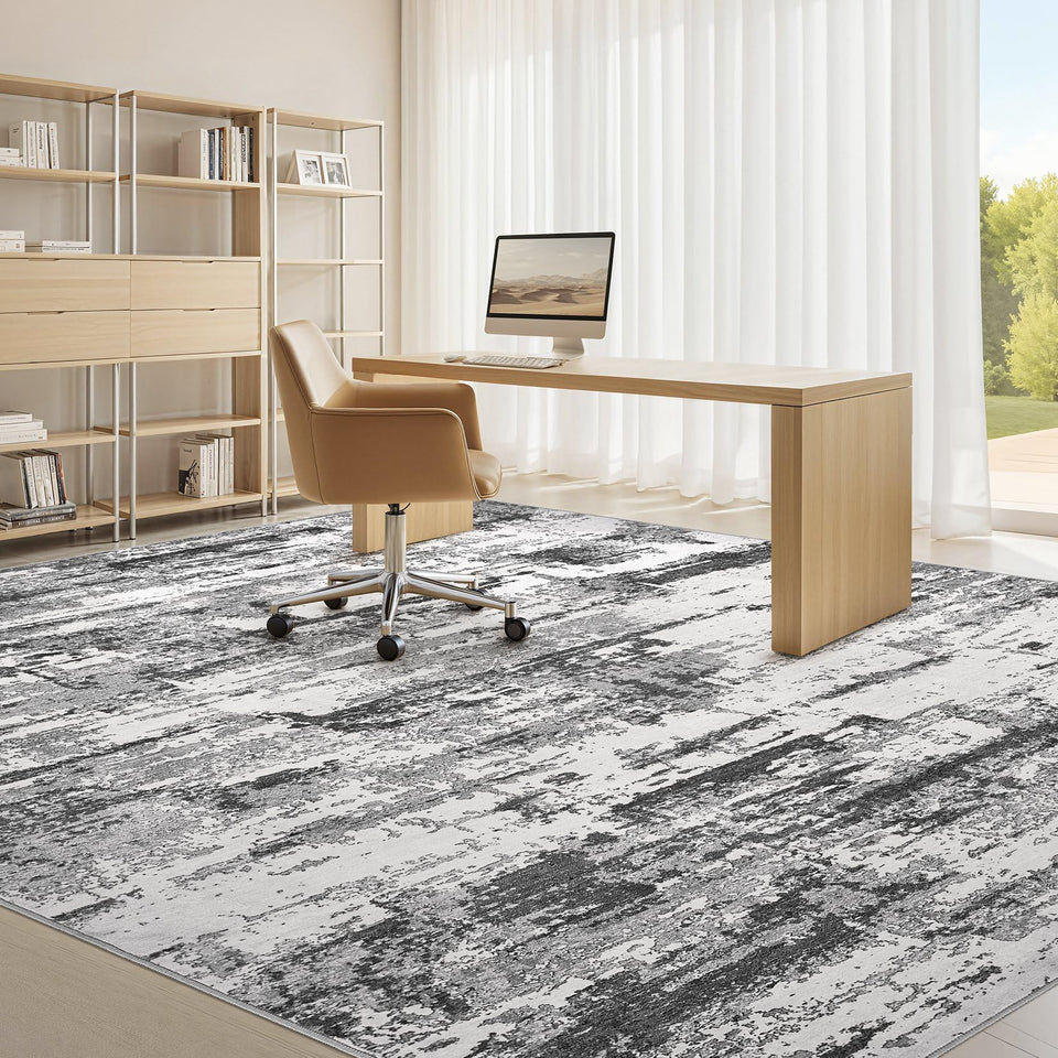 Area Rugs for Living Room: 12x15 Abstract Washable Rug Modern Neutral Large Soft Stain Resistant Non-Slip Backing Machine Table for Bedroom Dining Room Indoor Home Office Carpet - Gold Brown