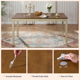 AMERLIFE 7-Piece Farmhouse Solid Wood Dining Table Set with 6 Upholstered Chairs, 60" Space Saving Dinner Table & Chairs Set, for Dining Room, Kitchen, Restaurant, Brown & White