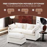 Ihanherry 146" U-Shaped Modern Sofa Modular Sectional Cloud Couch with 2 Ottoman, 6-Seat Chenille Deep Seat Sofa with 6 Pillows for Living Room, Bedroom and Apartment, Grey