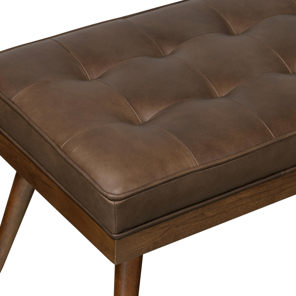 POLY & BARK Napa 72" Apartment Sofa – Italian-Tanned Full-Grain Pure-Aniline or Semi-Aniline Leather, Feather-Down Cushioning, Kiln-Dried Solid Wood Frame, Walnut Legs - Cognac Tan