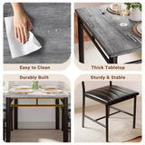 IRONCK Dining Table Set for 4, Wood Kitchen Table with Upholstered Chairs for Kitchen Room and Small Spaces, Rustic Brown