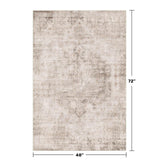 Neutral Living Room Rug - 10x14 Farmhouse Beige Brown Large Area Rug for Dining Room, Bedroom, Low Pile Lightweight Washable