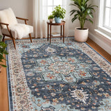 TOPRUUG Washable Oriental Area Rug - 12x15 Rugs for Living Room Soft Carpet for Bedroom Waterproof Floral Distressed Indoor Stain Resistant Non-Shedding Floor Carpets (Green, 12x15)