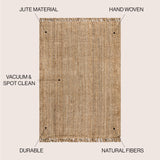 JONATHAN Y Handwoven Jute Fringe Natural Indoor Area Rug, 8x10, Pata, Bohemian, Rustic, Cottage, Easy-Cleaning for Living Room, Bedroom, Kitchen, Non-Shedding (NRF103A-8)