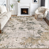 Area Rugs for Living Room: 12x15 Abstract Washable Rug Modern Neutral Large Soft Stain Resistant Non-Slip Backing Machine Table for Bedroom Dining Room Indoor Home Office Carpet - Gold Brown