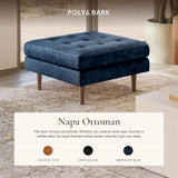 POLY & BARK Napa 72" Apartment Sofa – Italian-Tanned Full-Grain Pure-Aniline or Semi-Aniline Leather, Feather-Down Cushioning, Kiln-Dried Solid Wood Frame, Walnut Legs - Cognac Tan