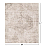 Neutral Living Room Rug - 10x14 Farmhouse Beige Brown Large Area Rug for Dining Room, Bedroom, Low Pile Lightweight Washable