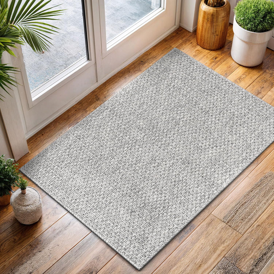 CAMILSON Easy Jute Rug 10x14, Indoor Outdoor Natural Color Fiber Area Rugs for Living Room Patio and Kitchen Rug, Sisal Boho Woven Design, Easy-Cleaning, Washable Outside Carpet Alfombras (10 x 14)