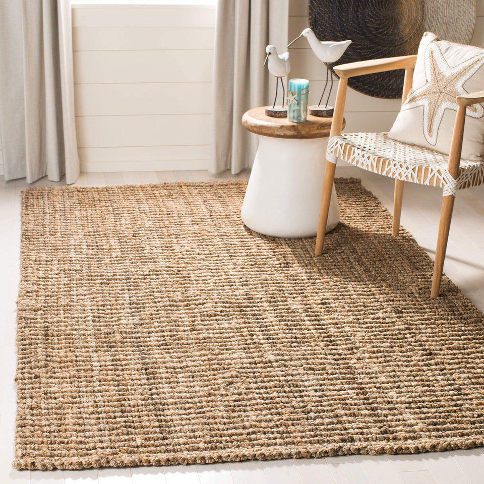 SAFAVIEH Area Rug 9x12 - Natural Fiber Collection - Large - Natural Brown, Handmade Jute, Farmhouse Style, Chunky Textured Thick Pile (NF447A)