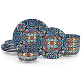 vancasso 24 Pieces Dinnerware Sets, Plates and Bowls Set, Porcelain Dishes Set for 6, Microwave and Dishwasher Safe, Scratch Resistant, Bohemian Style Dining Ware Service for 6, Series SIMI
