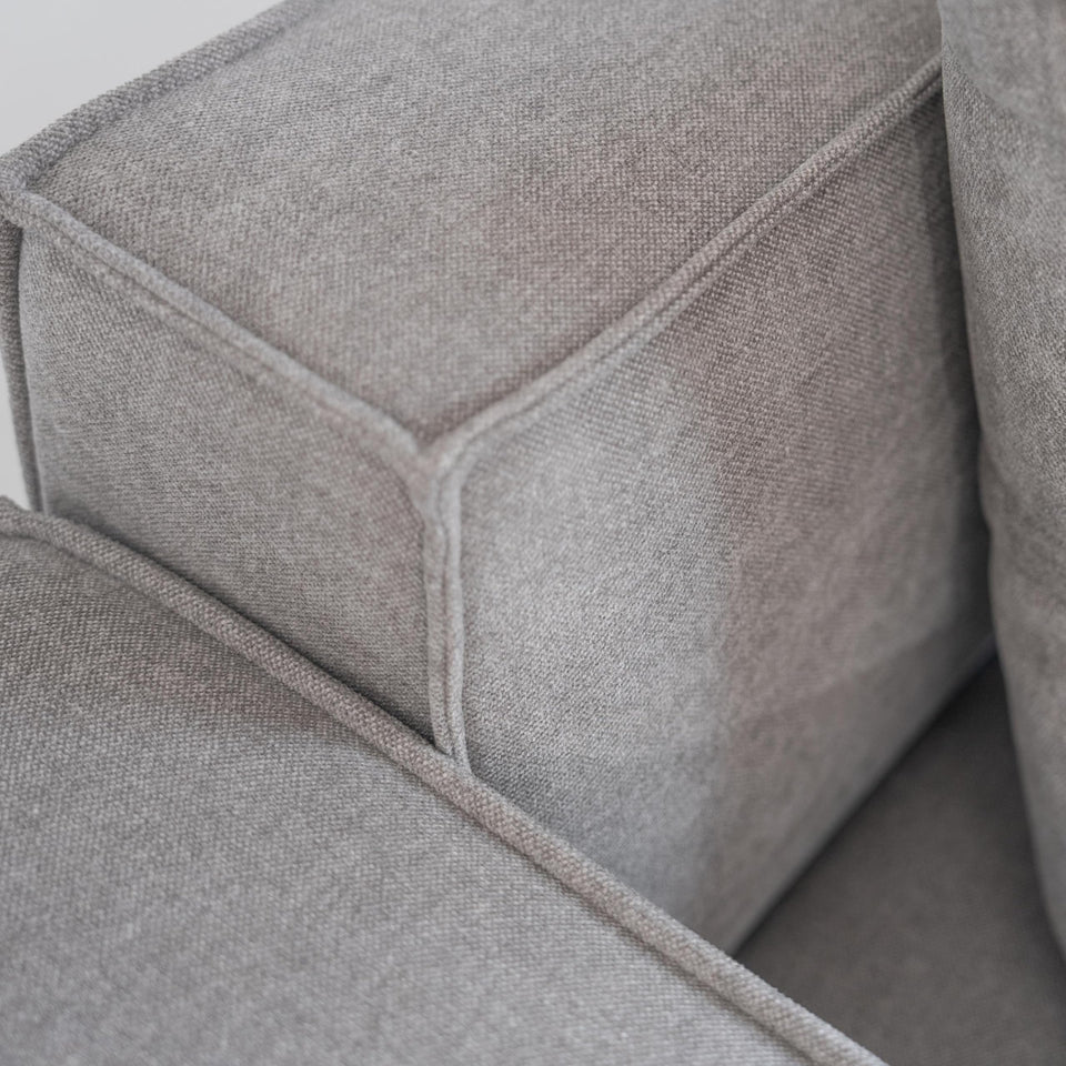 Acanva Luxury Modular Sectional Living Room Sofa Set, Modern Minimalist Style Couch with Ottoman and Chaise, L-Shape, Linen-Like Cream