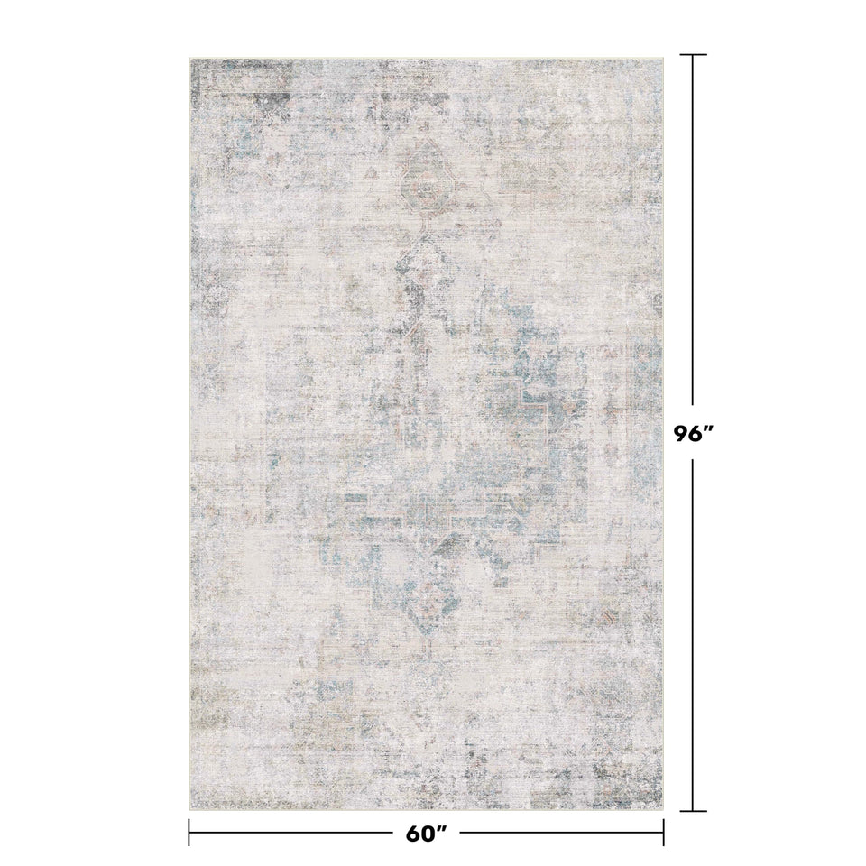 Neutral Living Room Rug - 10x14 Farmhouse Beige Brown Large Area Rug for Dining Room, Bedroom, Low Pile Lightweight Washable