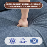 Ihanherry 146" U-Shaped Modern Sofa Modular Sectional Cloud Couch with 2 Ottoman, 6-Seat Chenille Deep Seat Sofa with 6 Pillows for Living Room, Bedroom and Apartment, Grey