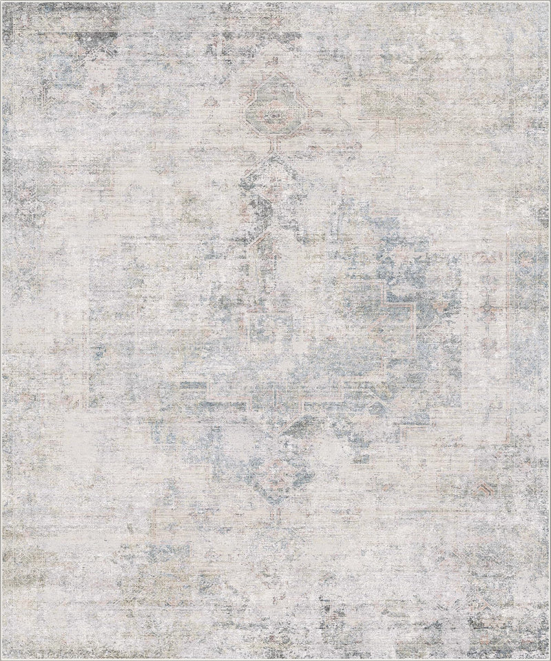 Neutral Living Room Rug - 10x14 Farmhouse Beige Brown Large Area Rug for Dining Room, Bedroom, Low Pile Lightweight Washable