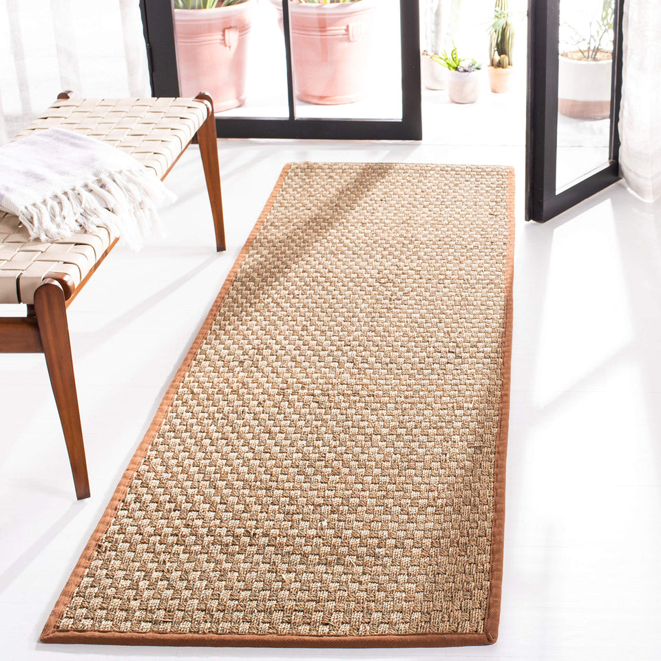 SAFAVIEH Area Rug 8x10 - Natural Fiber Collection - Large - Natural & Beige, Seagrass, Basketweave Pattern (NF114A)