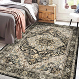 TOPRUUG Washable Oriental Area Rug - 12x15 Rugs for Living Room Soft Carpet for Bedroom Waterproof Floral Distressed Indoor Stain Resistant Non-Shedding Floor Carpets (Green, 12x15)