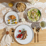 AmorArc Ceramic Dinnerware Sets for 8, 24 Pieces Handpainted Plates and Bowls Set with Rustic Terracotta Underside, Scratch Resistant Stoneware Dishes Set, Dishwasher & Microwave Safe, Light Beige