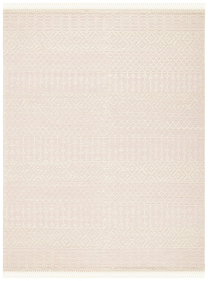 SAFAVIEH Area Rug 8x10 - Natura Collection - Large - Ivory, Handmade Wool, Moroccan Boho Fringe Design, Ideal for Living Room, Bedroom, Dining Space (NAT852B)