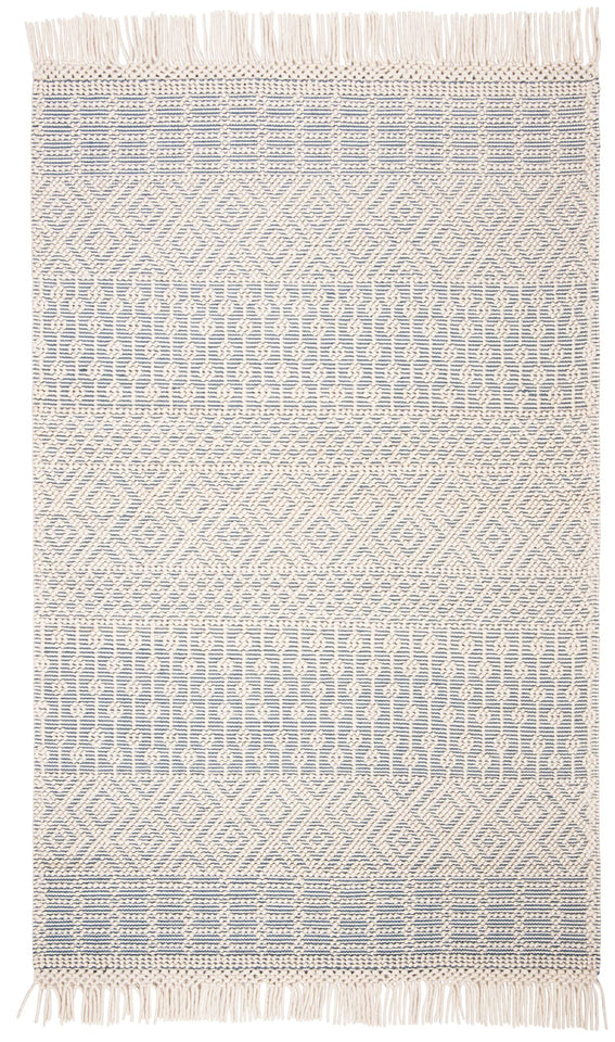 SAFAVIEH Area Rug 8x10 - Natura Collection - Large - Ivory, Handmade Wool, Moroccan Boho Fringe Design, Ideal for Living Room, Bedroom, Dining Space (NAT852B)
