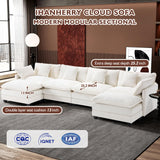 Ihanherry 146" U-Shaped Modern Sofa Modular Sectional Cloud Couch with 2 Ottoman, 6-Seat Chenille Deep Seat Sofa with 6 Pillows for Living Room, Bedroom and Apartment, Grey