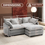 Ihanherry 146" U-Shaped Modern Sofa Modular Sectional Cloud Couch with 2 Ottoman, 6-Seat Chenille Deep Seat Sofa with 6 Pillows for Living Room, Bedroom and Apartment, Grey
