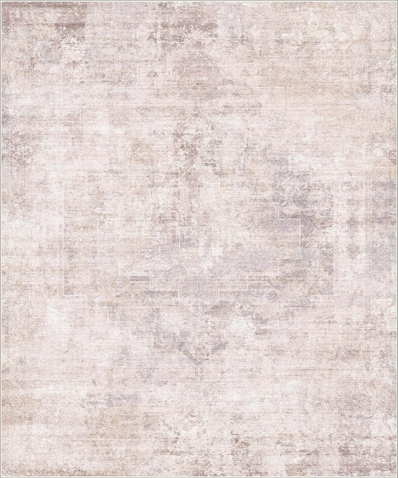 Neutral Living Room Rug - 10x14 Farmhouse Beige Brown Large Area Rug for Dining Room, Bedroom, Low Pile Lightweight Washable