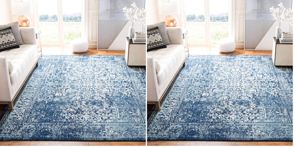 SAFAVIEH Evoke Collection Area Rug - 9' x 12', Ivory & Taupe, Oriental Distressed Design, Non-Shedding & Easy Care, Ideal for High Traffic Areas in Living Room, Bedroom (EVK256E)