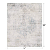 Neutral Living Room Rug - 10x14 Farmhouse Beige Brown Large Area Rug for Dining Room, Bedroom, Low Pile Lightweight Washable