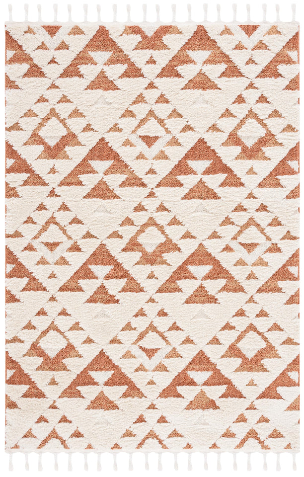 SAFAVIEH Area Rug 8x10 - Moroccan Tassel Shag Collection - Large - Ivory & Brown, Boho Design, Non-Shedding & Easy Cleaning, Plush Pile, Ideal for Living Room, Bedroom, Dining Space (MTS688A)