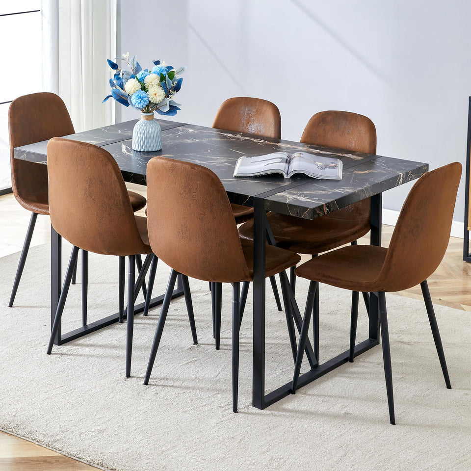 MUUOKY Dining Table Set for 4, Modern 55'' Wood Dinette Table Set for 4 with Fabric Dining Chairs,Table and Chairs Set of 4,Ideal for Kitchen Dining Room