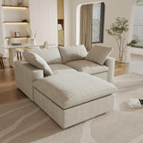 160.6" Cloud Couch Modular Sectional Sofa for Livingroom,Oversized Convertible Sofa with Storage Ottomans,6 Seat Wide Couches,Cushion Covers Removable (Khaki, 6 Seater)