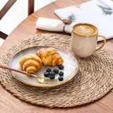 LeRatio Ceramic Dinnerware Sets for 6,Plates and Bowls Sets,Handmade Reactive Glaze Dishes Set,Chip Resistant and Scratch Resistant | Oven&Dishwasher & Microwave Safe-Blue(18PCS)