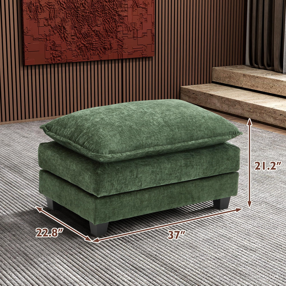 Ihanherry 146" U-Shaped Modern Sofa Modular Sectional Cloud Couch with 2 Ottoman, 6-Seat Chenille Deep Seat Sofa with 6 Pillows for Living Room, Bedroom and Apartment, Grey