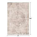 Neutral Living Room Rug - 10x14 Farmhouse Beige Brown Large Area Rug for Dining Room, Bedroom, Low Pile Lightweight Washable