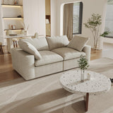 160.6" Cloud Couch Modular Sectional Sofa for Livingroom,Oversized Convertible Sofa with Storage Ottomans,6 Seat Wide Couches,Cushion Covers Removable (Khaki, 6 Seater)