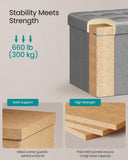 SONGMICS MAZIE Collection - 43 Inches Folding Storage Ottoman Bench, Ottoman Foot Rest, End of Bed Bench, Storage Chest, Load 660 lb, for Living Room, Bedroom, Entryway, Dark Gray ULSF77K