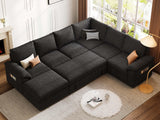 SUAWY 108 Inch Sectional Sleeper Sofa with Pull Out Bed,U Shaped 7 Seat Modular Sectional Sofa with Storage,Sectional Couches for Living Room,Cloud Modular Couch,Removable Sofa Cover,Dark Grey