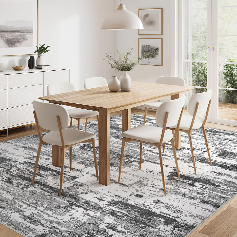 Area Rugs for Living Room: 12x15 Abstract Washable Rug Modern Neutral Large Soft Stain Resistant Non-Slip Backing Machine Table for Bedroom Dining Room Indoor Home Office Carpet - Gold Brown