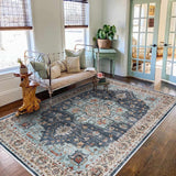 TOPRUUG Washable Oriental Area Rug - 12x15 Rugs for Living Room Soft Carpet for Bedroom Waterproof Floral Distressed Indoor Stain Resistant Non-Shedding Floor Carpets (Green, 12x15)