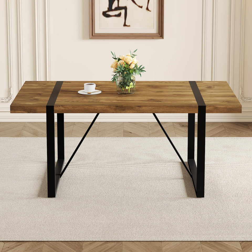 MUUOKY Dining Table Set for 4, Modern 55'' Wood Dinette Table Set for 4 with Fabric Dining Chairs,Table and Chairs Set of 4,Ideal for Kitchen Dining Room