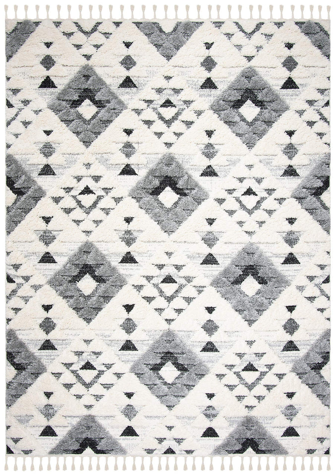 SAFAVIEH Area Rug 8x10 - Moroccan Tassel Shag Collection - Large - Ivory & Brown, Boho Design, Non-Shedding & Easy Cleaning, Plush Pile, Ideal for Living Room, Bedroom, Dining Space (MTS688A)