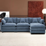 Ihanherry 146" U-Shaped Modern Sofa Modular Sectional Cloud Couch with 2 Ottoman, 6-Seat Chenille Deep Seat Sofa with 6 Pillows for Living Room, Bedroom and Apartment, Grey