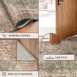 Neutral Living Room Rug - 10x14 Farmhouse Beige Brown Large Area Rug for Dining Room, Bedroom, Low Pile Lightweight Washable