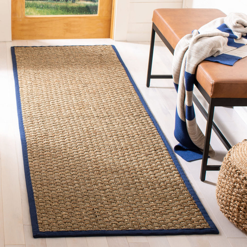 SAFAVIEH Area Rug 8x10 - Natural Fiber Collection - Large - Natural & Beige, Seagrass, Basketweave Pattern (NF114A)