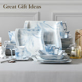 MALACASA Ivory White Dinnerware Sets, 30-Piece Porcelain Plates and Bowls Sets, Modern Dish Set for 6, Square Plates Dinnerware Set Kitchen Dishware Sets, Microwave and Dishwasher Safe, Series Flora