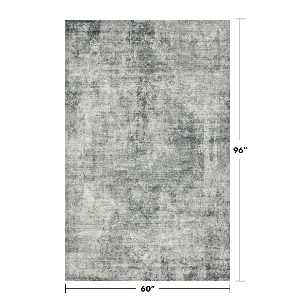 Neutral Living Room Rug - 10x14 Farmhouse Beige Brown Large Area Rug for Dining Room, Bedroom, Low Pile Lightweight Washable