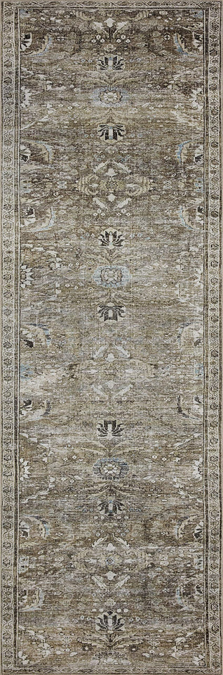 Loloi Layla Collection LAY-03 Olive/Charcoal 9'-0" x 12'-0" .13" Thick Area Rug, Soft, Durable, Vintage Inspired, Distressed, Low Pile, Non-Shedding, Easy Clean, Printed, Living Room Rug
